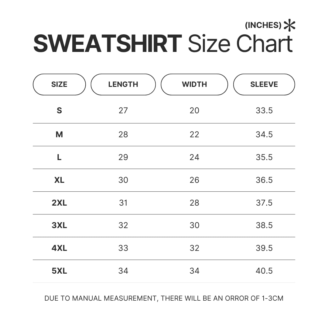 Sweatshirt Size Chart - Kill Tony Shop
